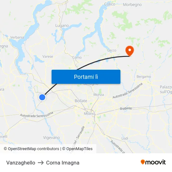 Vanzaghello to Corna Imagna map