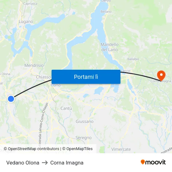 Vedano Olona to Corna Imagna map