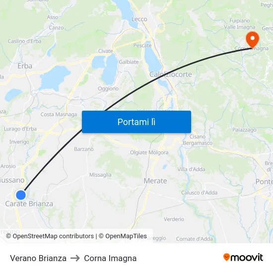 Verano Brianza to Corna Imagna map