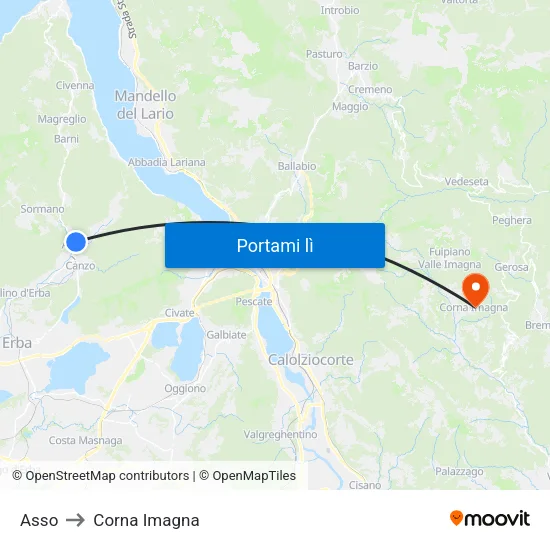Asso to Corna Imagna map