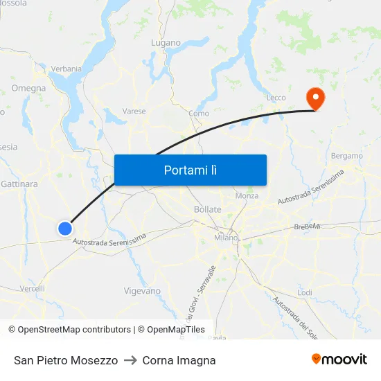 San Pietro Mosezzo to Corna Imagna map