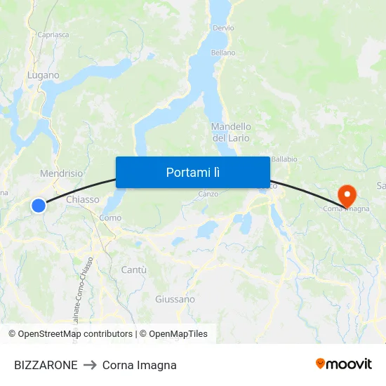 BIZZARONE to Corna Imagna map