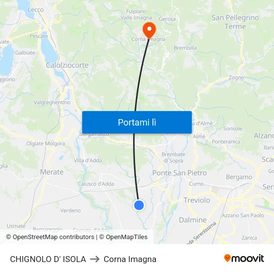 CHIGNOLO D' ISOLA to Corna Imagna map