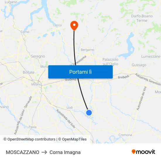 MOSCAZZANO to Corna Imagna map