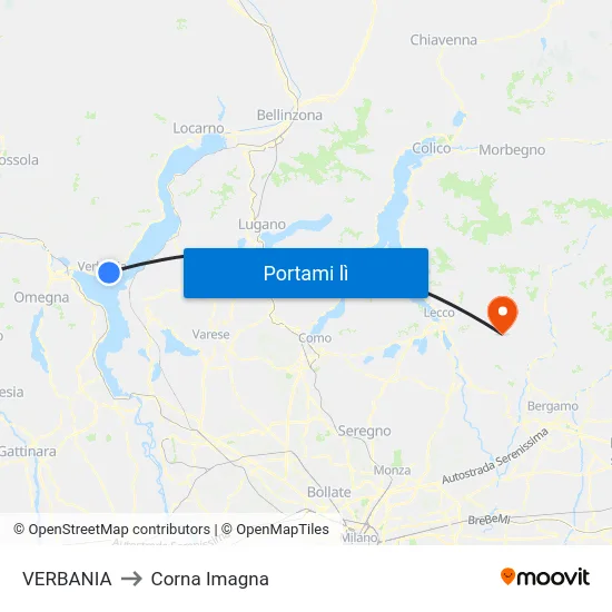 VERBANIA to Corna Imagna map