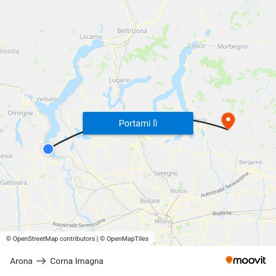 Arona to Corna Imagna map