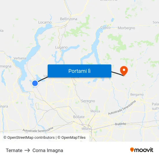 Ternate to Corna Imagna map