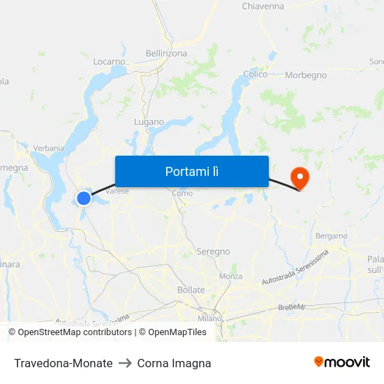 Travedona-Monate to Corna Imagna map