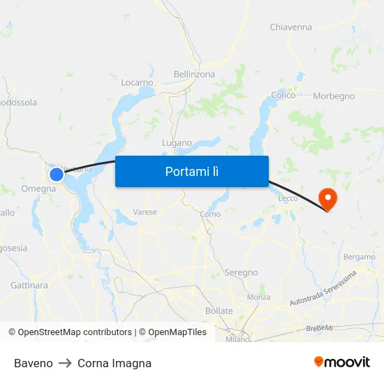 Baveno to Corna Imagna map