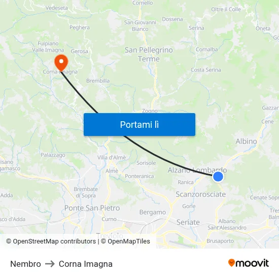 Nembro to Corna Imagna map