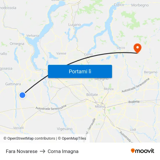 Fara Novarese to Corna Imagna map