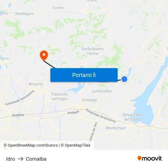 Idro to Cornalba map