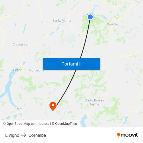 Livigno to Cornalba map