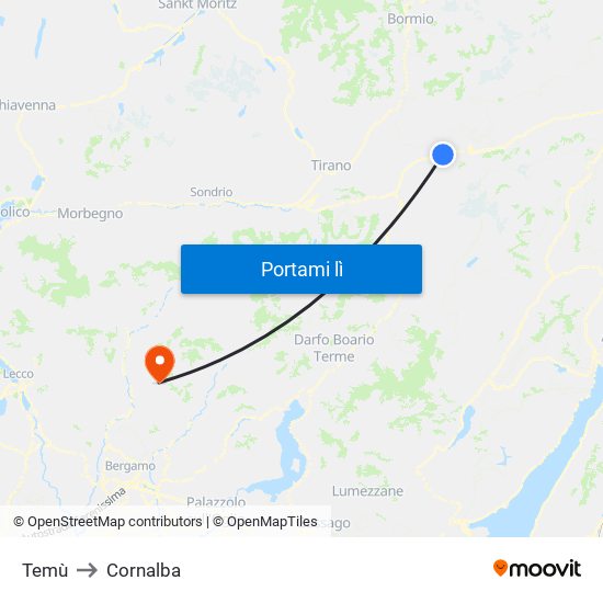Temù to Cornalba map