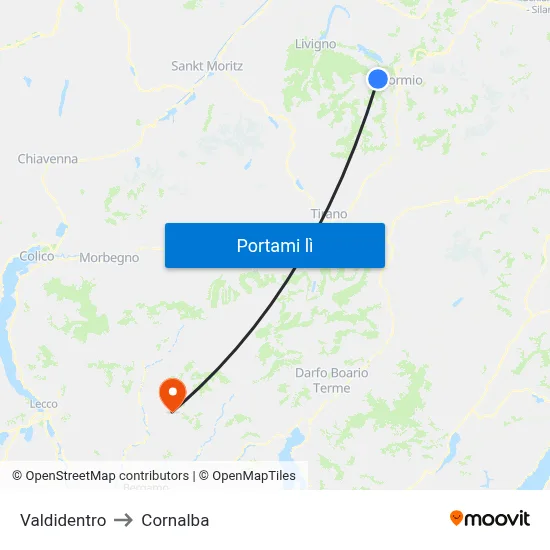 Valdidentro to Cornalba map