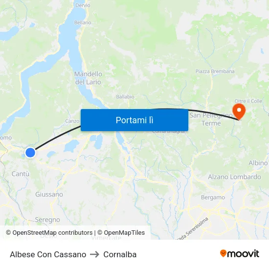 Albese Con Cassano to Cornalba map