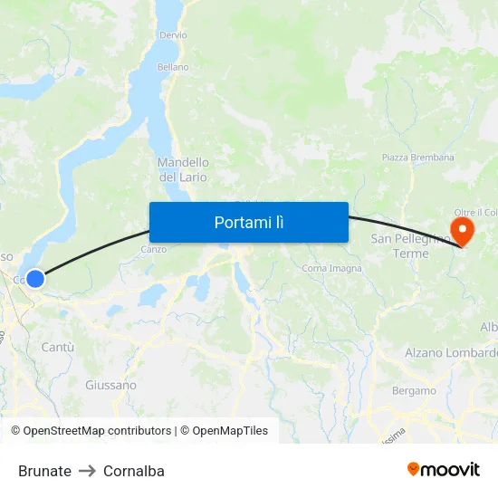 Brunate to Cornalba map