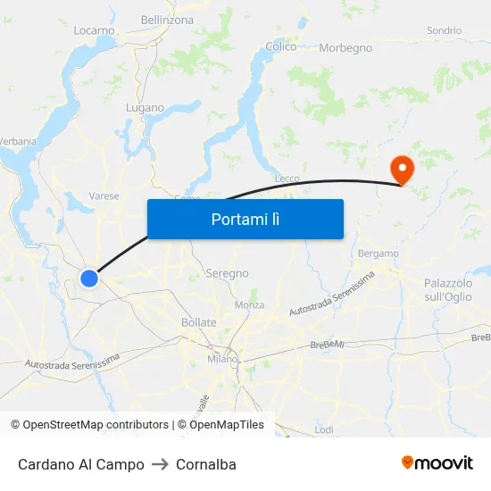 Cardano Al Campo to Cornalba map