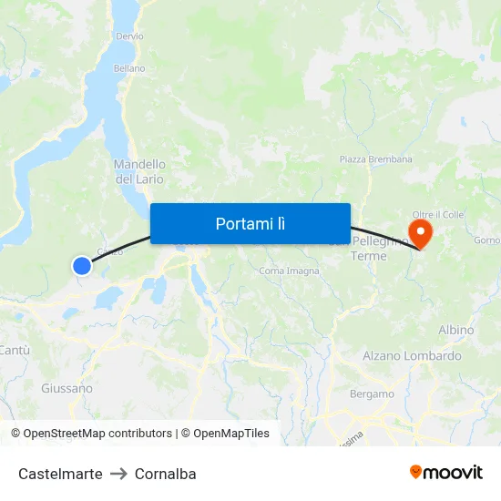 Castelmarte to Cornalba map