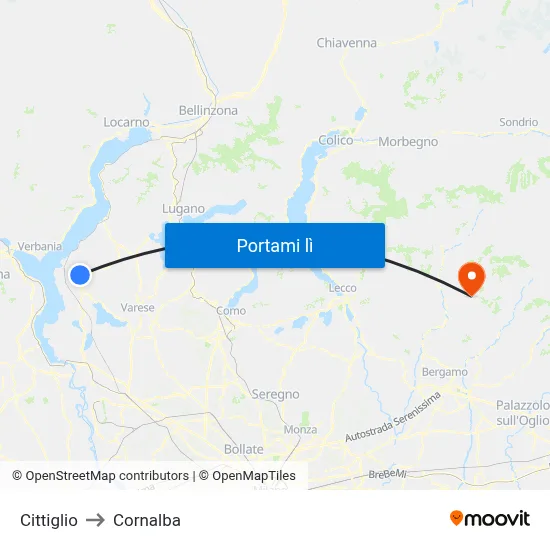 Cittiglio to Cornalba map
