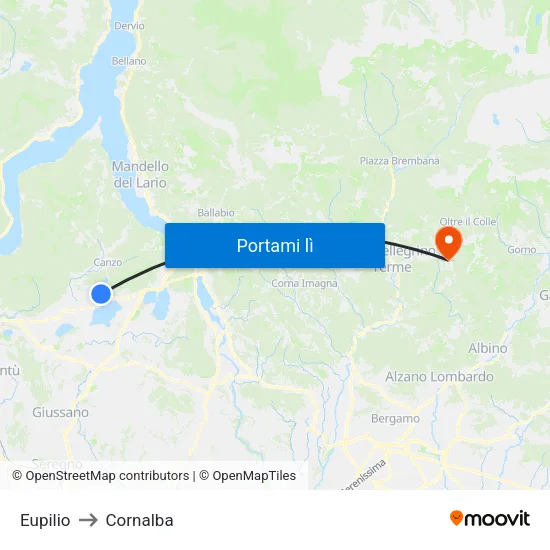 Eupilio to Cornalba map