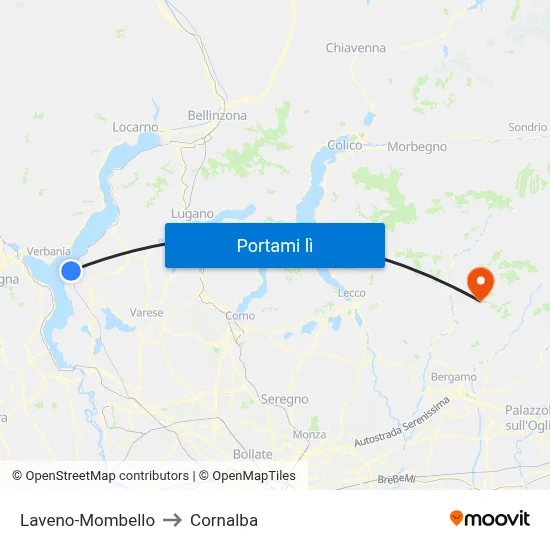 Laveno-Mombello to Cornalba map