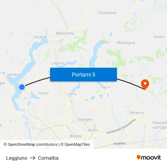 Leggiuno to Cornalba map