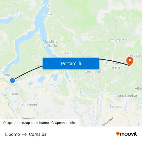 Lipomo to Cornalba map