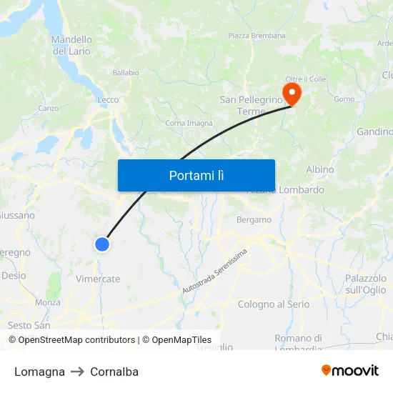 Lomagna to Cornalba map
