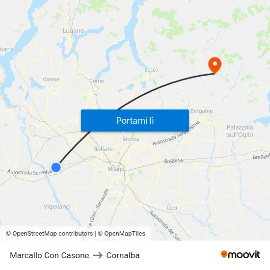 Marcallo Con Casone to Cornalba map