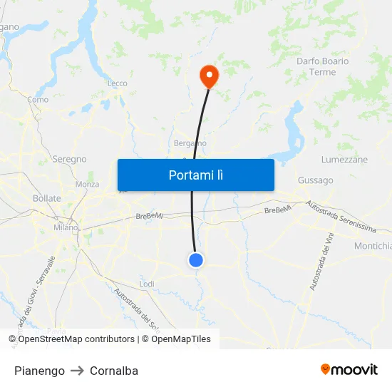 Pianengo to Cornalba map