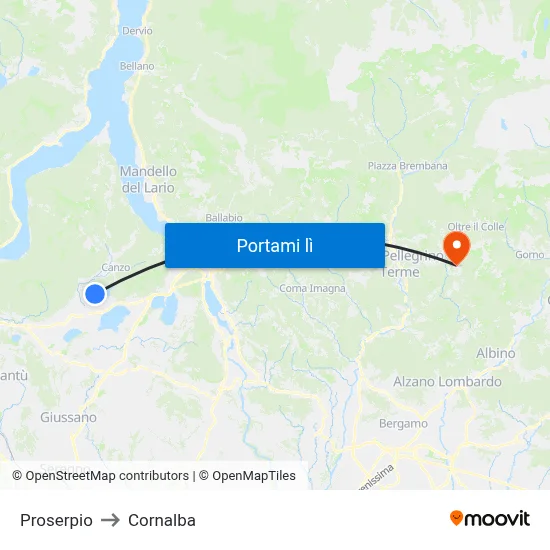 Proserpio to Cornalba map