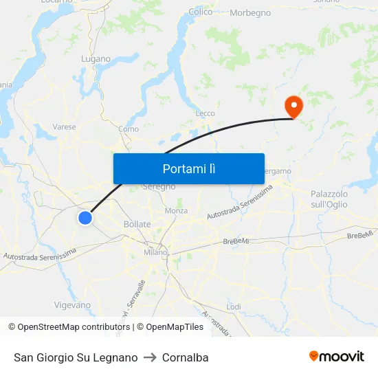 San Giorgio Su Legnano to Cornalba map