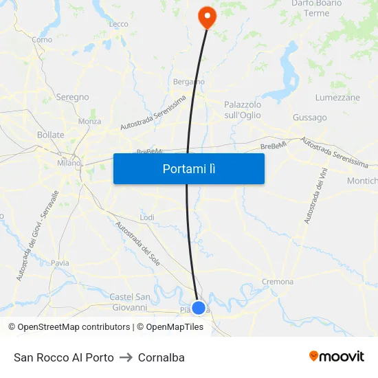 San Rocco Al Porto to Cornalba map