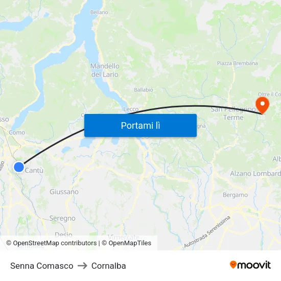 Senna Comasco to Cornalba map