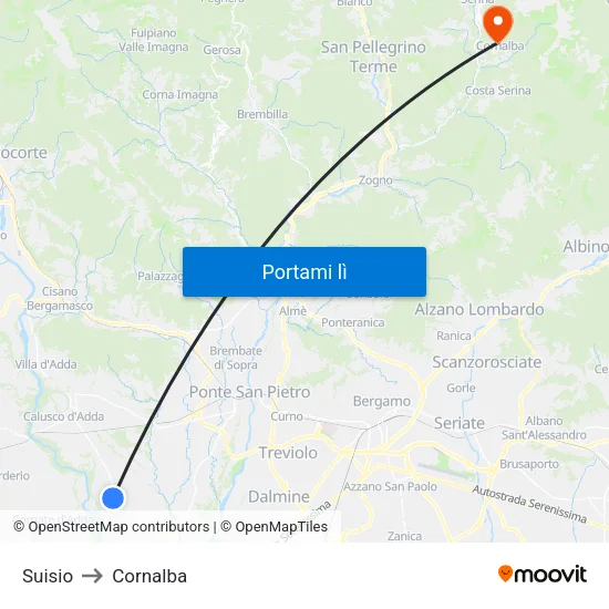 Suisio to Cornalba map