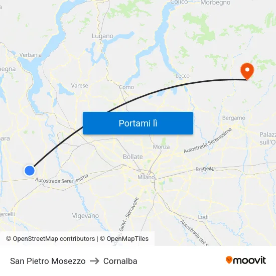 San Pietro Mosezzo to Cornalba map