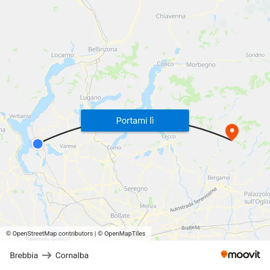 Brebbia to Cornalba map