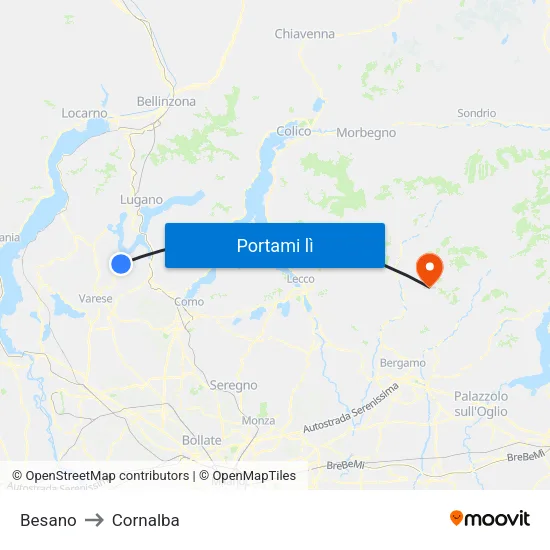 Besano to Cornalba map