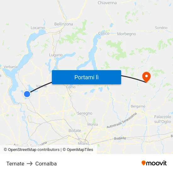 Ternate to Cornalba map