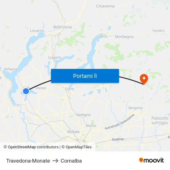 Travedona-Monate to Cornalba map