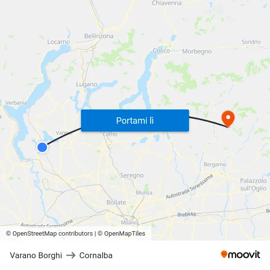 Varano Borghi to Cornalba map