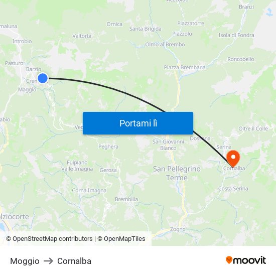 Moggio to Cornalba map