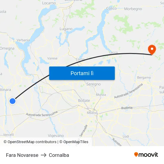Fara Novarese to Cornalba map