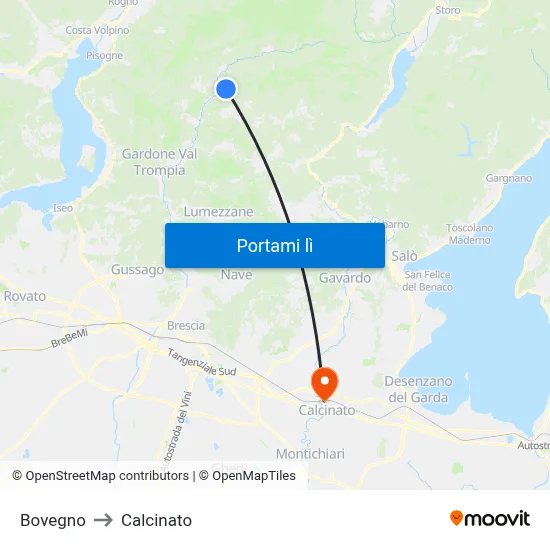 Bovegno to Calcinato map