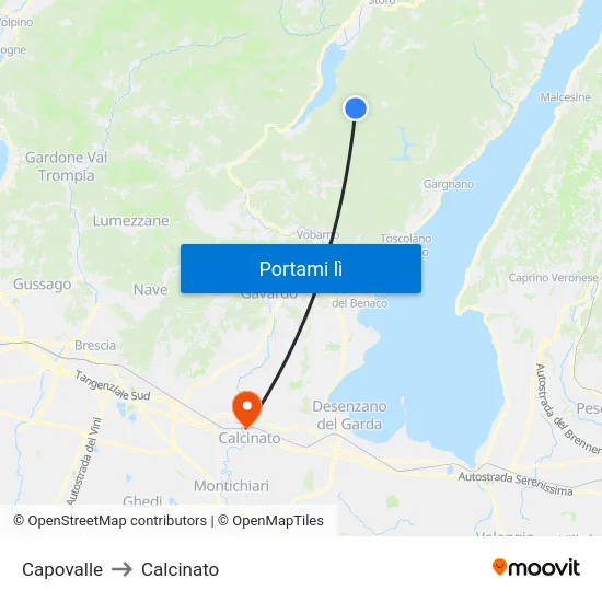 Capovalle to Calcinato map