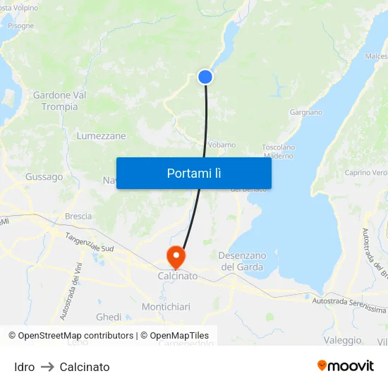 Idro to Calcinato map