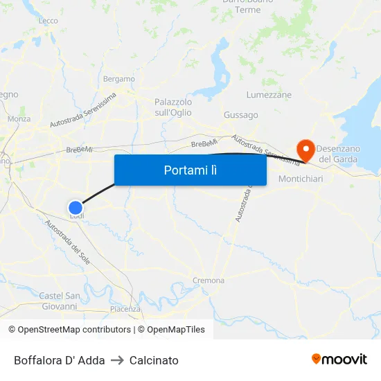 Boffalora D' Adda to Calcinato map