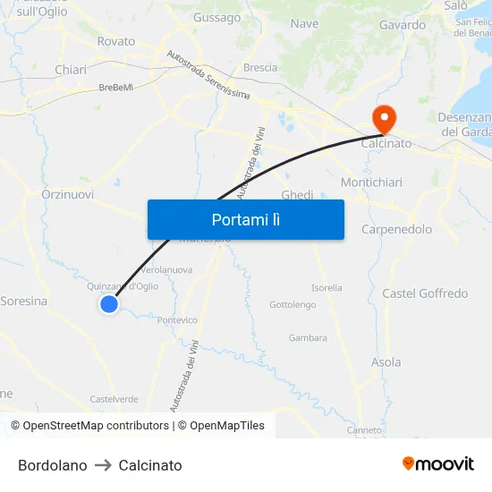 Bordolano to Calcinato map