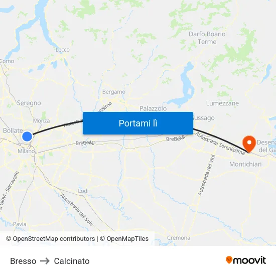 Bresso to Calcinato map